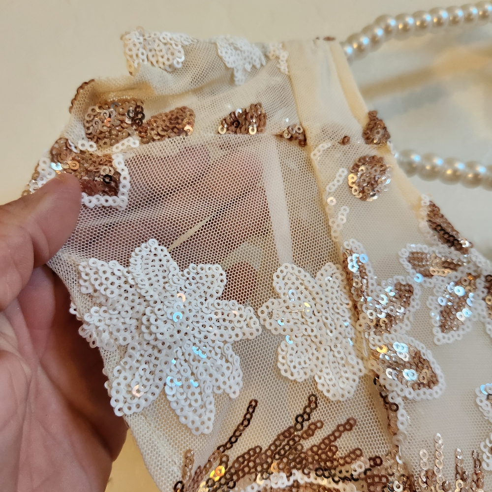 Hello Molly Cream and Gold Sequin Mini Dress - Picture 4 of 16